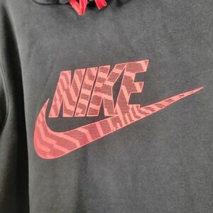 Nike Mens Graphic Hoodie Black Red Swoosh Fleece Pullover 861726-010 Large